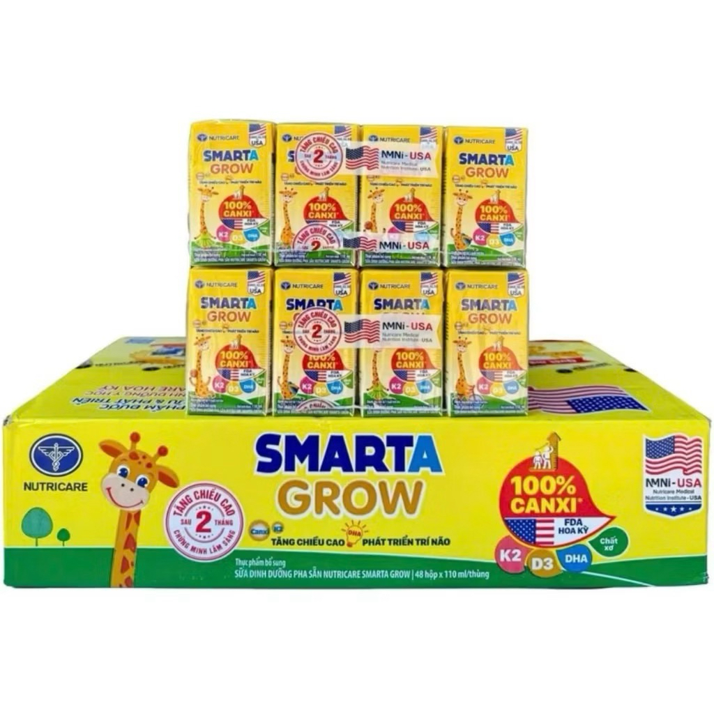 [HSD mới nhất] Thùng 48 hộp sữa pha sẵn Smartagrow 110ml