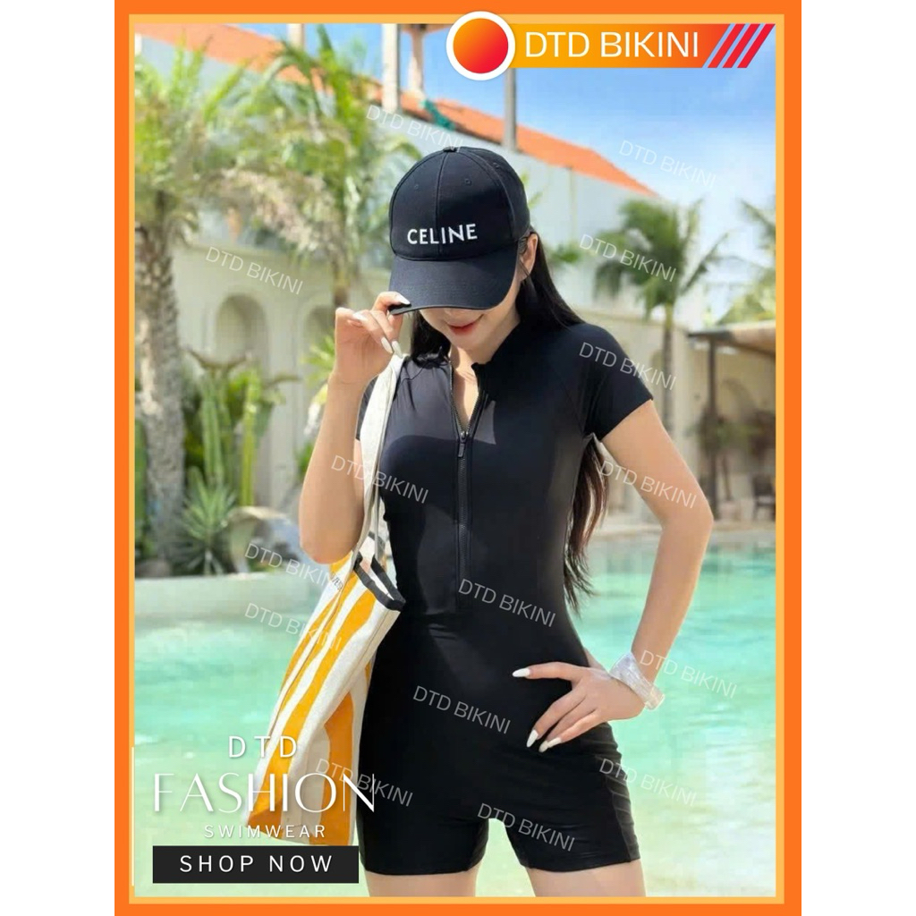 Đồ Bơi Liền Thân Ôm Body Tay Ngắn  Tay Dài Có Khóa Kéo Co Giãn Che Khuyết Điểm – DTD BIKINI