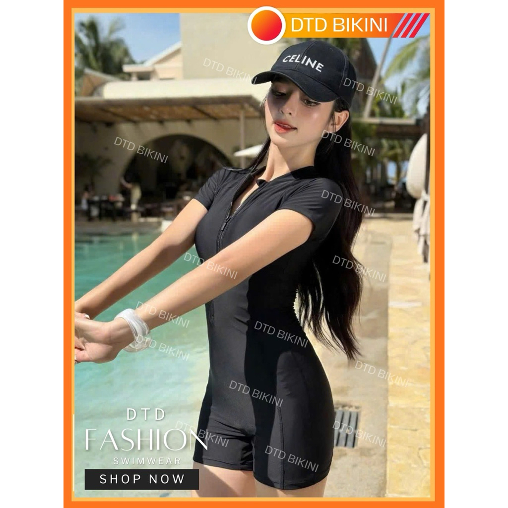 Đồ Bơi Liền Thân Ôm Body Tay Ngắn  Tay Dài Có Khóa Kéo Co Giãn Che Khuyết Điểm – DTD BIKINI