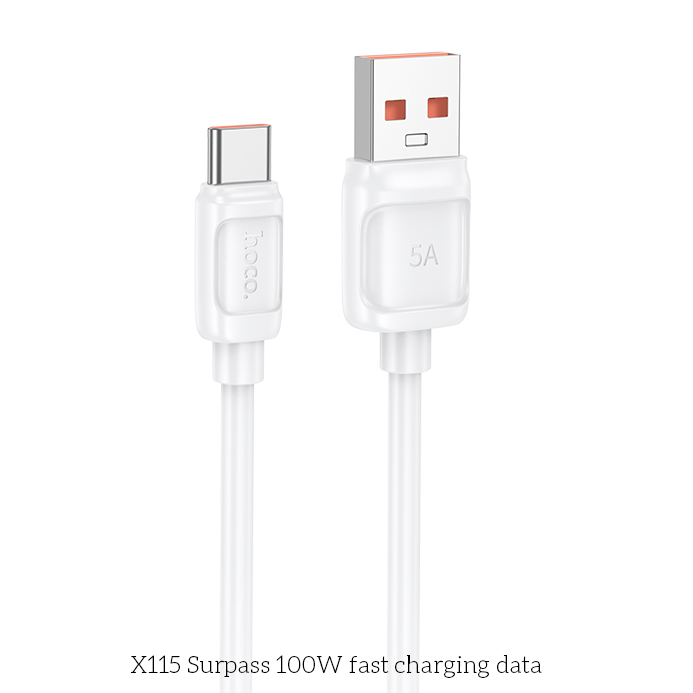 Cáp Sạc Nhanh 100W Hoco X115 USB to Type-C – Dài 1m Siêu Bền, Truyền Dữ Liệu Ổn Định, PD QC5.0