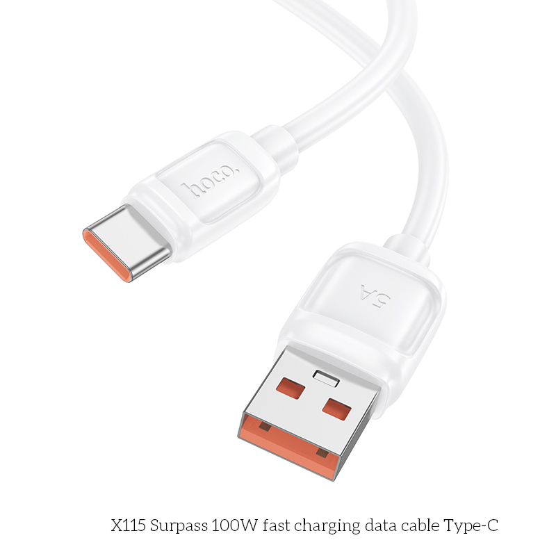 Cáp Sạc Nhanh 100W Hoco X115 USB to Type-C – Dài 1m Siêu Bền, Truyền Dữ Liệu Ổn Định, PD QC5.0