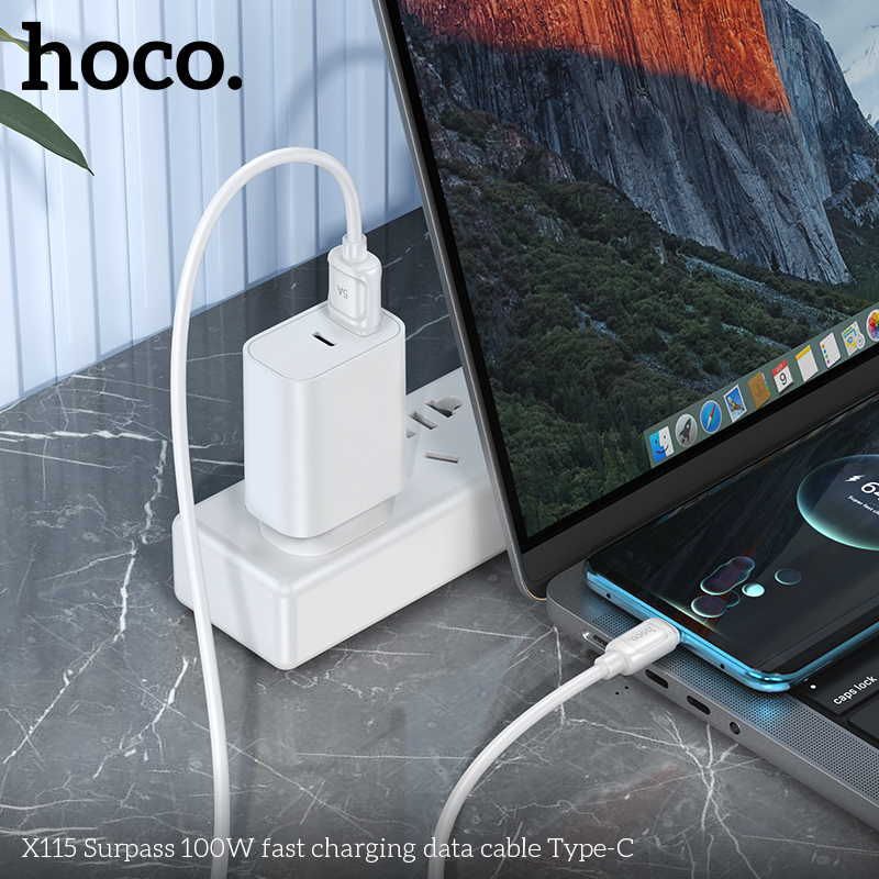 Cáp Sạc Nhanh 100W Hoco X115 USB to Type-C – Dài 1m Siêu Bền, Truyền Dữ Liệu Ổn Định, PD QC5.0
