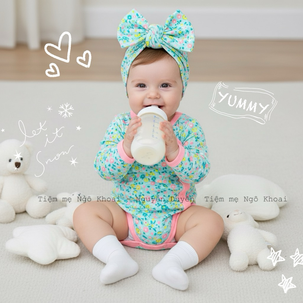 [MD43] 3-12M CHỌN MẪU Body sơ sinh cài chéo chất liệu organic cotton cho bé yêu xuất xịn