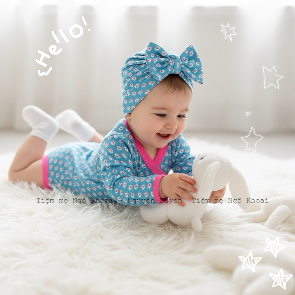[MD43] 3-12M CHỌN MẪU Body sơ sinh cài chéo chất liệu organic cotton cho bé yêu xuất xịn