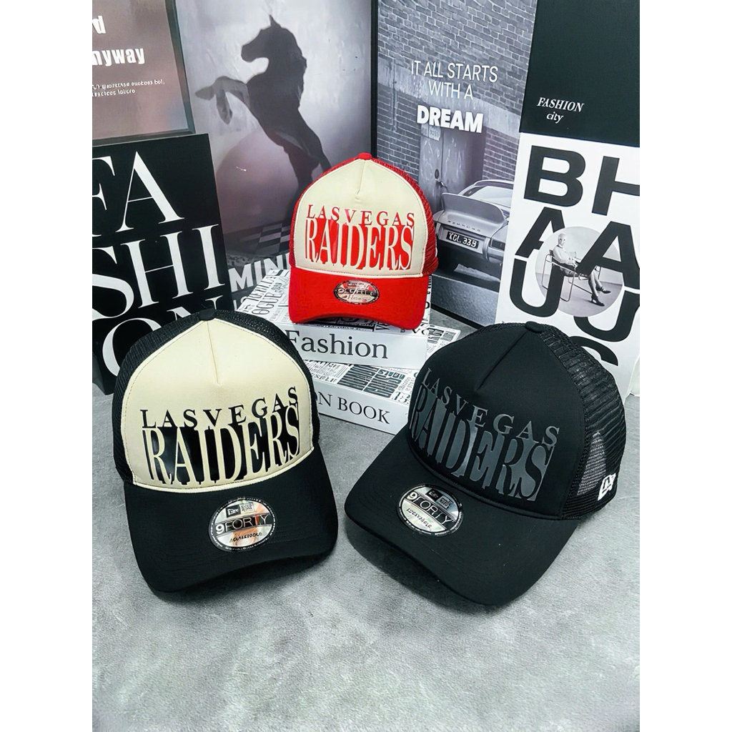 Mũ kết kaki cao cấp phối lưới - Nón lưỡi trai mạc in RAIDERS phối màu nỗi thời trang unisex nam nữ