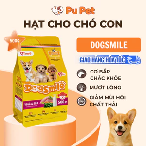Thức Ăn Hạt Cho Chó Con DogSmile Vị Gà&Sữa Gói 500g Hỗ Trợ Trí Não Và Xương Răng Chắc Khỏe