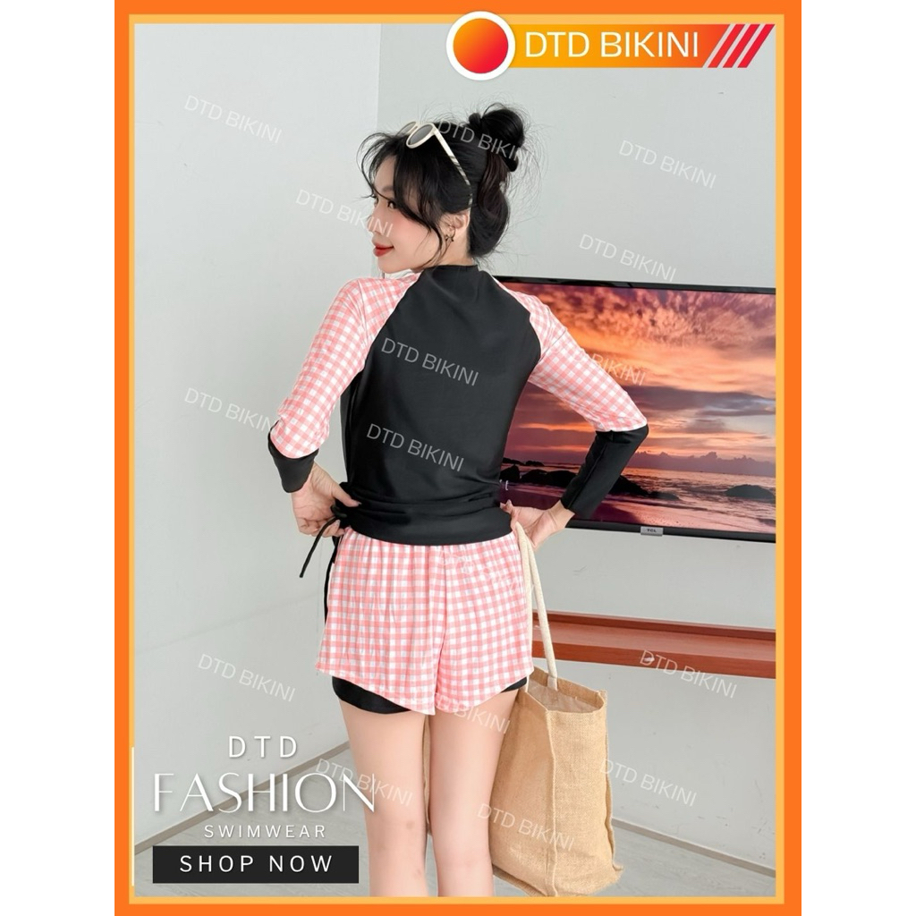 Áo Tắm Tay Dài Cho Nữ Kèm Chân Váy DTD BIKINI – Thiết Kế Năng Động, Mặc Lên Đẹp