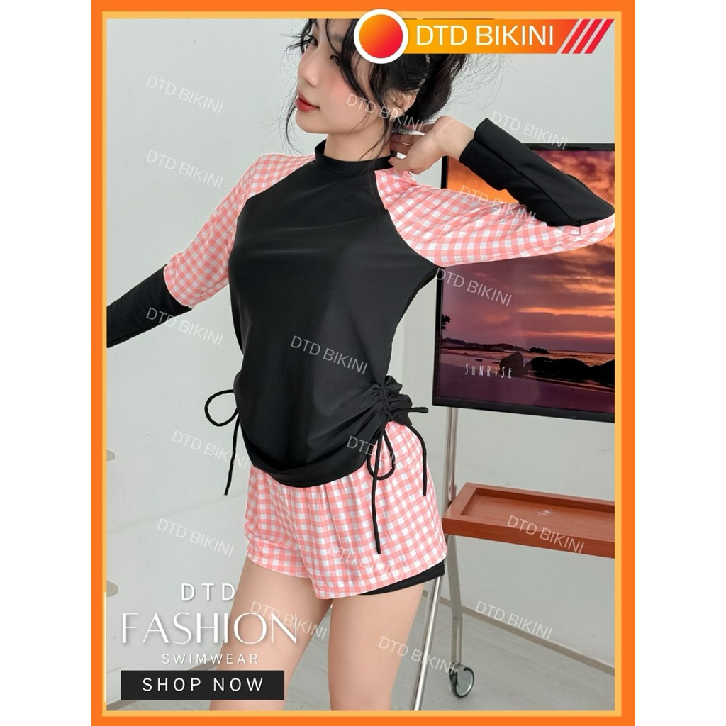 Áo Tắm Tay Dài Cho Nữ Kèm Chân Váy DTD BIKINI – Thiết Kế Năng Động, Mặc Lên Đẹp