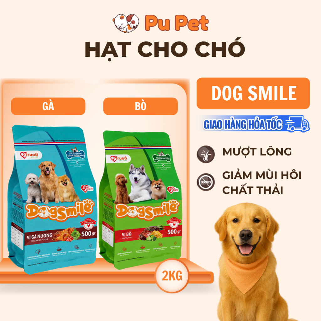 Hạt Cho Chó Trưởng Thành Dogsmile By Truoo Vị Bò Và Gà Nướng Gói 500g Và 2kg