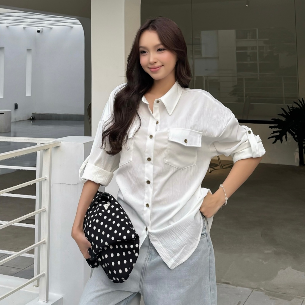 SET ÁO SƠ MI LINEN FORM RỘNG TAY DÀI MACARON FFCLUB MIX