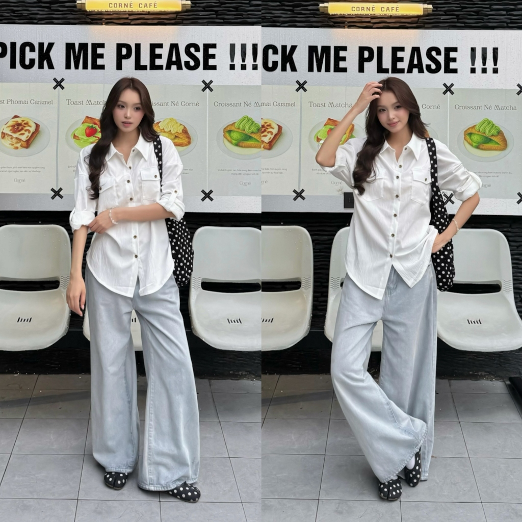 SET ÁO SƠ MI LINEN FORM RỘNG TAY DÀI MACARON FFCLUB MIX