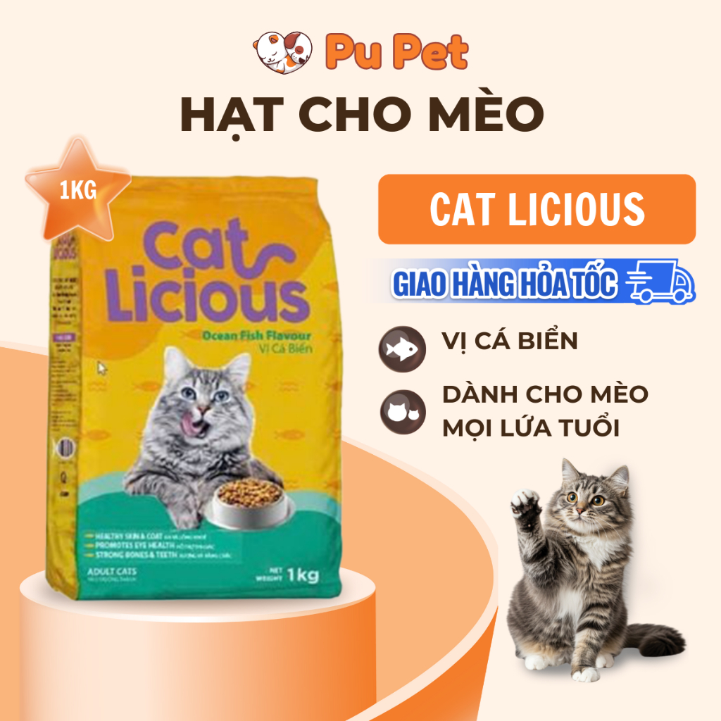 Hạt CatLicious Cho Mèo Mọi Lứa Tuổi Công Thức Đặc Biệt Từ Thịt Tươi, Cá Biển, Giảm Rụng Lông - PUPET