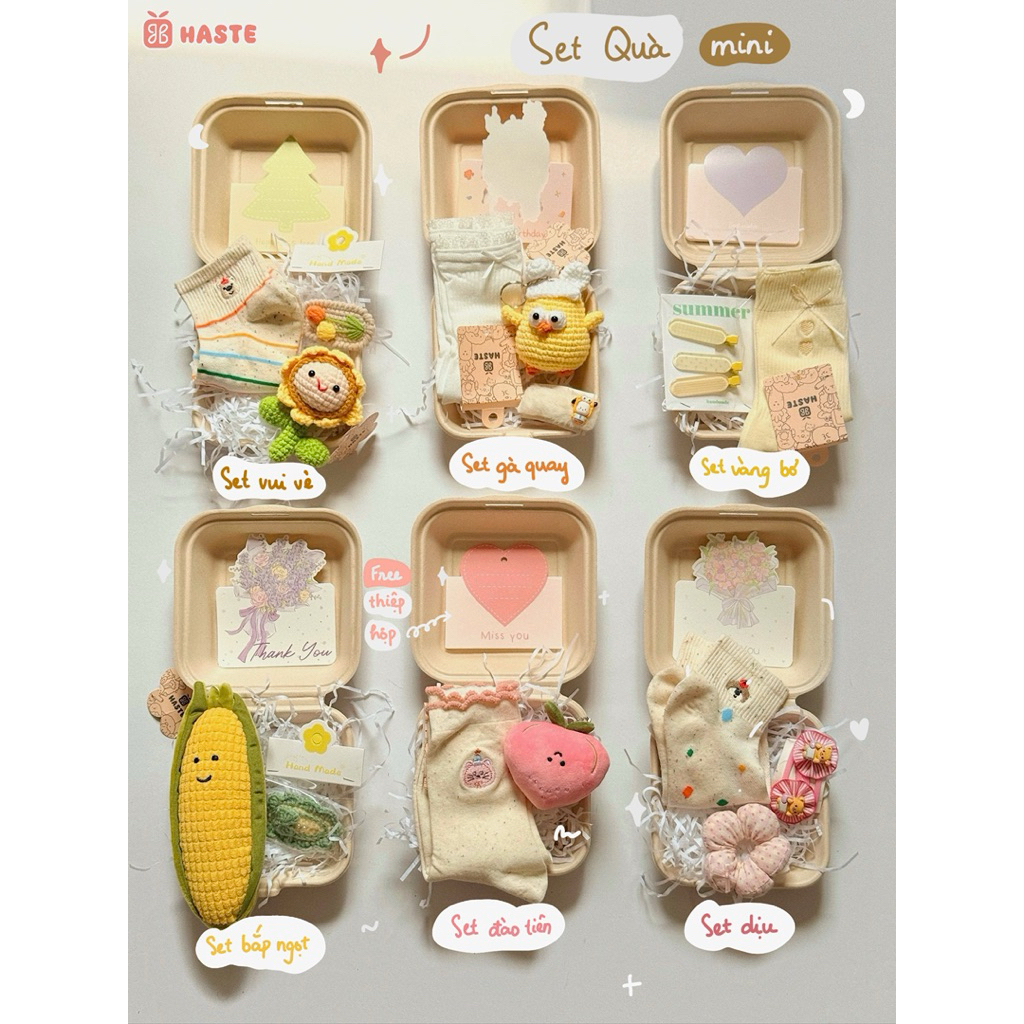 [CÓ THIỆP] Set Quà Mini Bento Box Mix Gấu Bông Móc Khoá Gương Handmade Tổng Hợp Đáng Yêu Cho Bạn Nữ Giftset