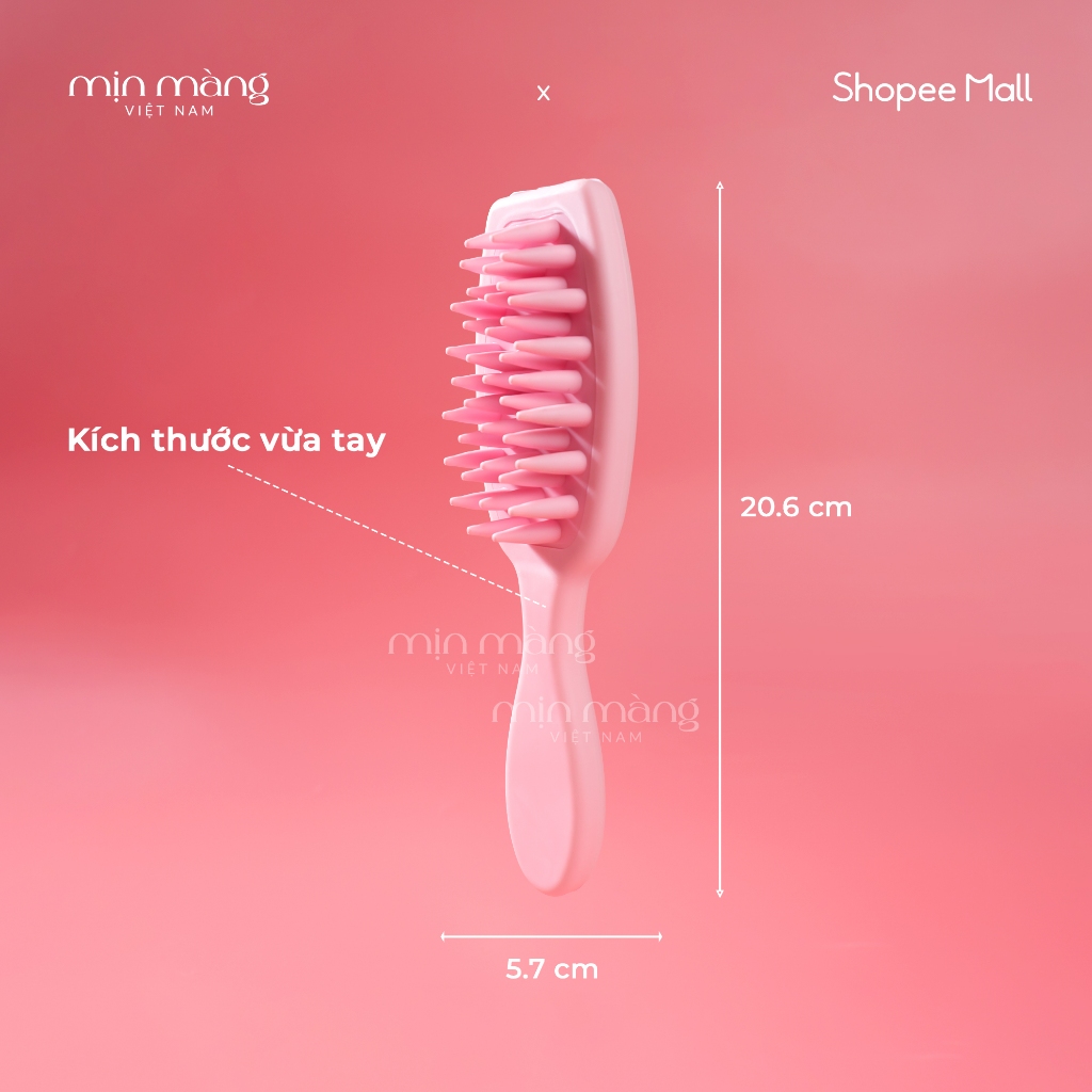 Lược Gội Đầu Silicon Mềm Massage Cán Dài Gãi Da Đầu Giảm Ngứa Bảo Vệ Móng Tay MỊN MÀNG VIỆT NAM