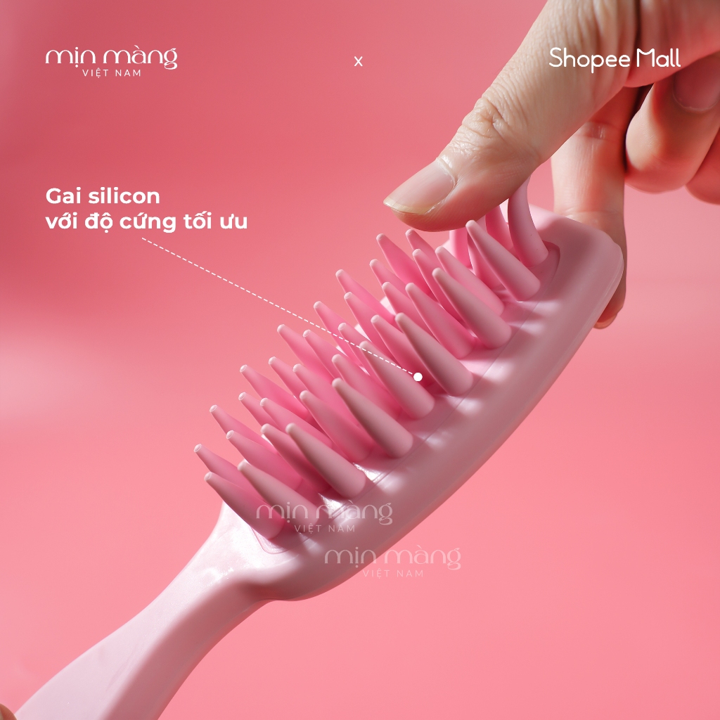 Lược Gội Đầu Silicon Mềm Massage Cán Dài Gãi Da Đầu Giảm Ngứa Bảo Vệ Móng Tay MỊN MÀNG VIỆT NAM