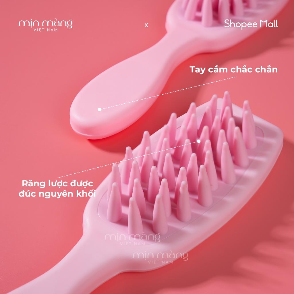 Lược Gội Đầu Silicon Mềm Massage Cán Dài Gãi Da Đầu Giảm Ngứa Bảo Vệ Móng Tay MỊN MÀNG VIỆT NAM
