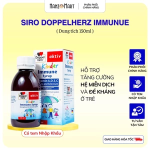 Siro tăng đề kháng cho bé Doppelherz Kinder Immune Syrup hỗ trợ phòng ngừa ốm vặt cho bé