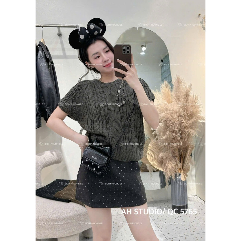 Chân váy chữ A chấm bi 3 màu Nữ the.sweaterweather TSW