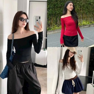 Áo Thun Tay Dài Trễ Vai Borip Dáng Dài Ôm Body, Áo Thun Nữ Tay Dài Kiểu Sexy Chất Borip TD05 RYSO