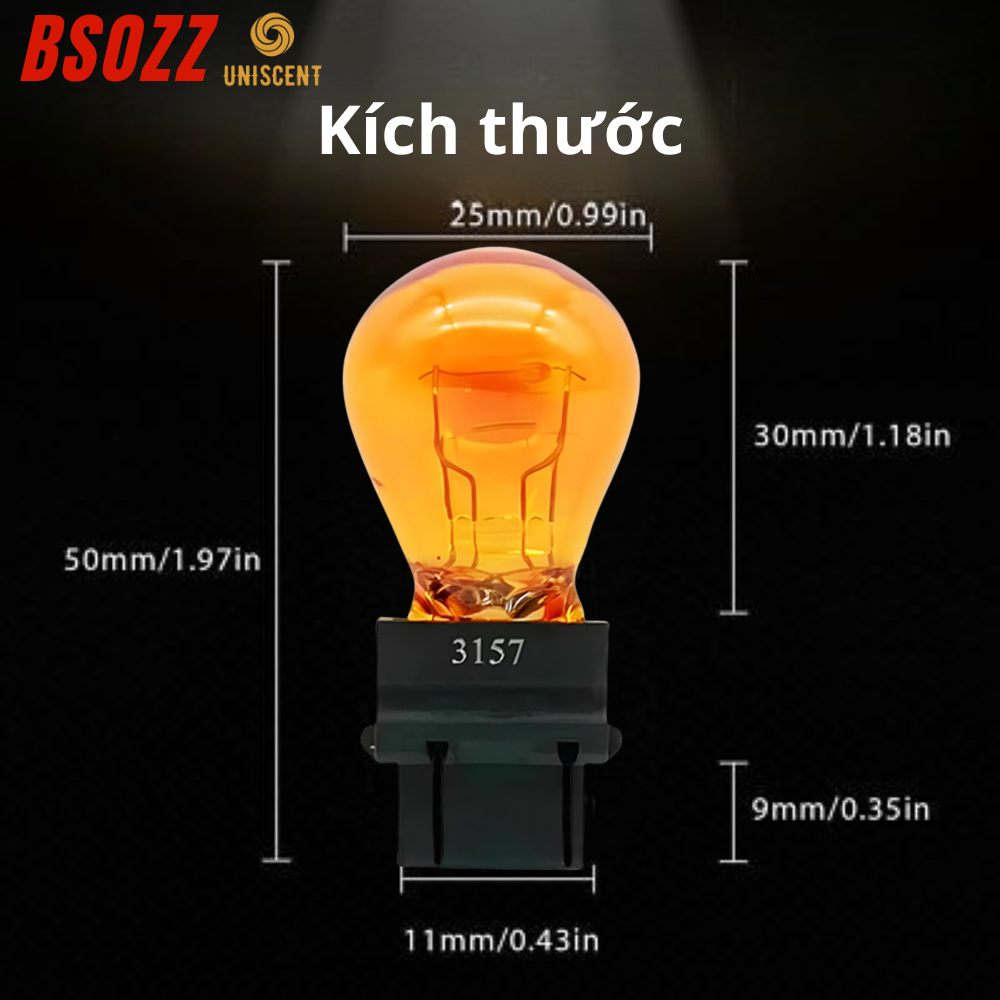 Bóng Đèn Hậu 3157/ Đèn Phanh Đui Cắm 3157 (P27/7W)-(W2.5x16q) 2 Tóc 12V-27/5W-BSOZZ-MADE IN THAILAND