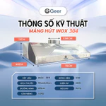 Combo máng hút khói inox 304 GEER HF150 75W chính hãng – Quạt thông gió hút mùi mạnh, chạy êm, tiết kiệm điện — ảnh 2