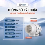 Combo máng hút khói inox 304 GEER HF150 75W chính hãng – Quạt thông gió hút mùi mạnh, chạy êm, tiết kiệm điện — ảnh 4