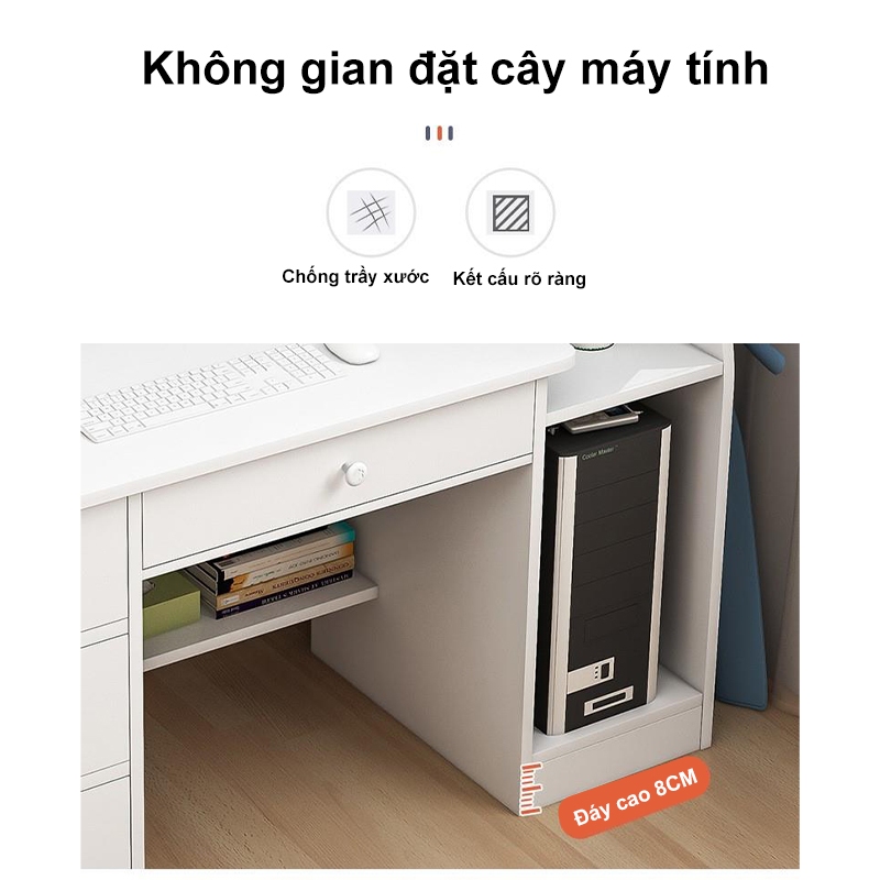 Bàn làm việc văn phòng kèm tủ mini đa năng có ngăn kéo thiết kế hiện đại gọn tiết kiệm không gian - ảnh 7