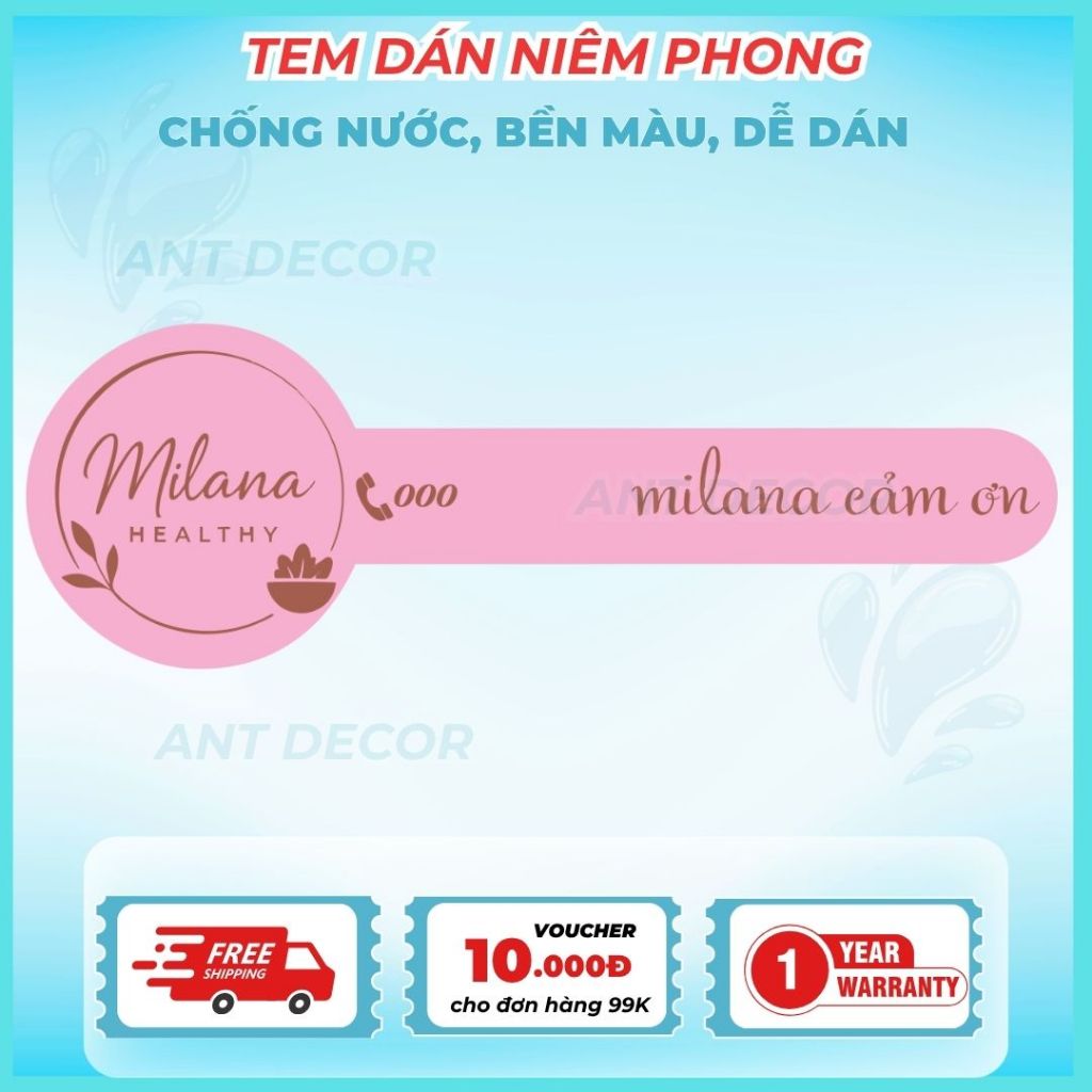 Thiết kế theo yêu cầu - Combo 100 TEM DÁN NIÊM PHONG, Decal Đẹp Mắt, Bền Màu, Chống Nước