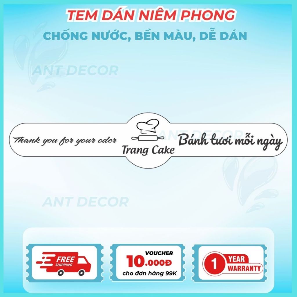 Thiết kế theo yêu cầu - Combo 100 TEM DÁN NIÊM PHONG, Decal Đẹp Mắt, Bền Màu, Chống Nước