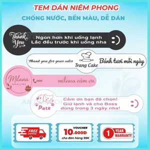 Thiết kế theo yêu cầu - Combo 100 TEM DÁN NIÊM PHONG, Decal Đẹp Mắt, Bền Màu, Chống Nước