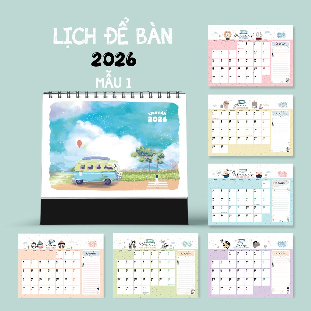 Lịch để bàn ÂM DƯƠNG 2026[TẶNG STICKER NOTE], ghi chú ngày lễ Việt Nam ...
