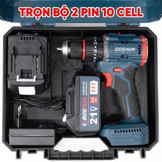 Máy Khoan Pin Boshun 3 Chức Năng có khóa trục Động Cơ Không Chổi Than Đầu Kẹp Autolock 10ly Chân Pin Phổ Thông