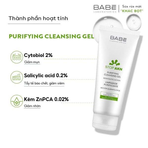 Sữa Rửa Mặt Babe Stop Akn Purifying Cleansing Gel