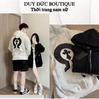 Áo Khoác Nỉ Khoá Ch.Ô Thêu Da Màu Xám Tiêu Chất Nỉ Bông Dày Dặn Form To Thời Trang Nam Nữ, Áo Khoác Nỉ Hoodie Form Rộng