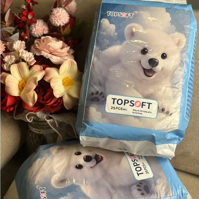 （100 miếng） Băng vệ sinh dạng quần Topsoft  chống tràn size M/L/XL từ 35-105kg( Che tên sản phẩm khi giao )