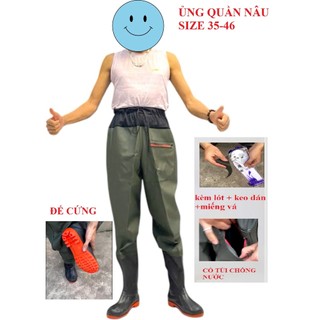 {LOẠI 1} Quần Ủng NÂU Lội Nước Đế Cứng Thế Hệ Mới, Ủng Bảo Hộ Lao Động, Dày Cao Cấp 2 Lớp