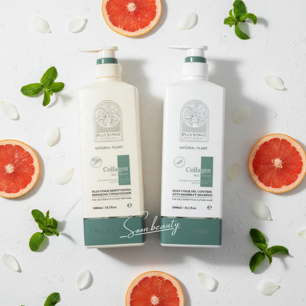 Cặp dầu gội xả collagen vinge 1000ml giảm rụng tóc, kích mọc tóc, phục hồi tóc hư tổn - Soon Beauty