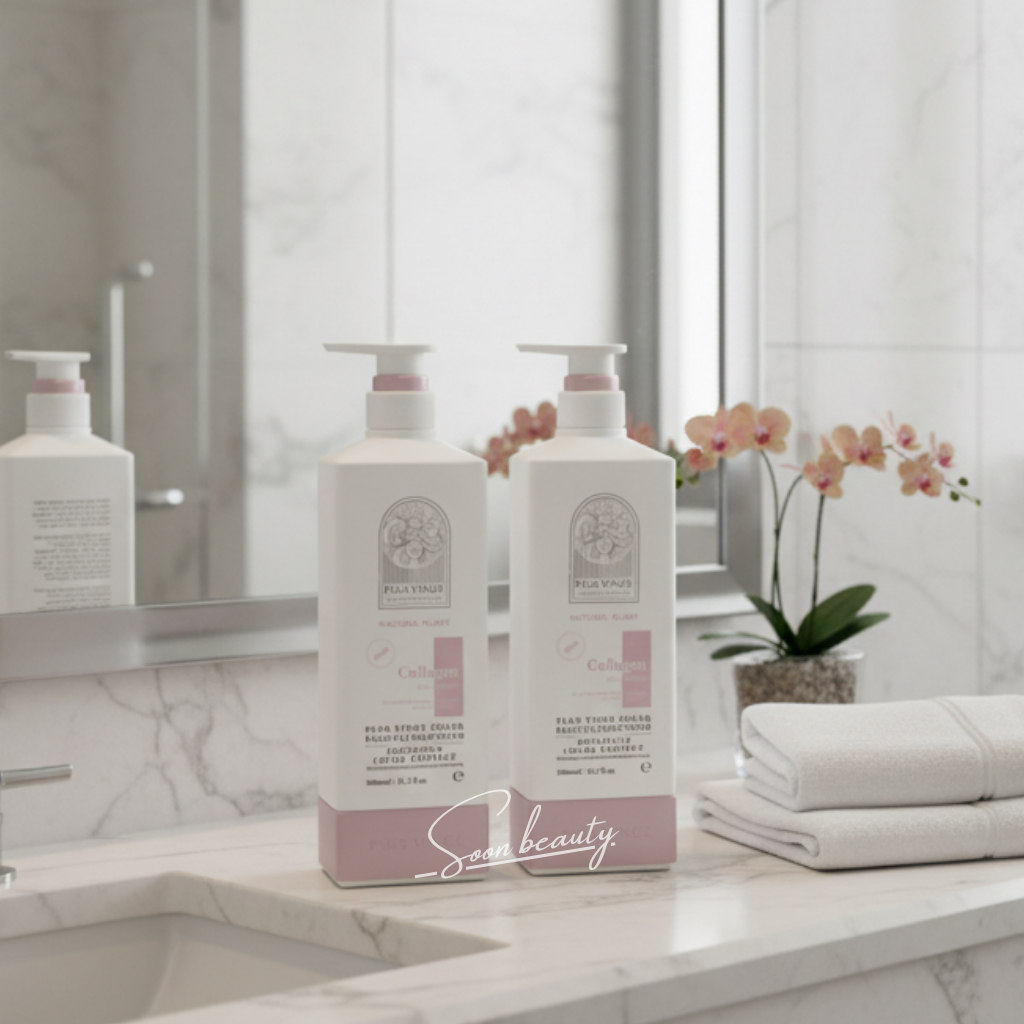 Cặp dầu gội xả collagen vinge 1000ml giảm rụng tóc, kích mọc tóc, phục hồi tóc hư tổn - Soon Beauty