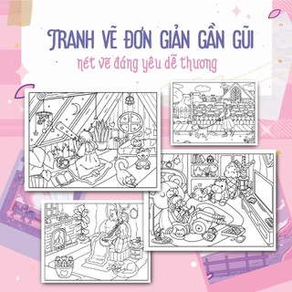 Sách Tô Màu chữa lành Cùng cậu ngăm sao trời, góc nhỏ có nắng, bữa cơm ngon nhất là cơm của mẹ, capybara, babythree