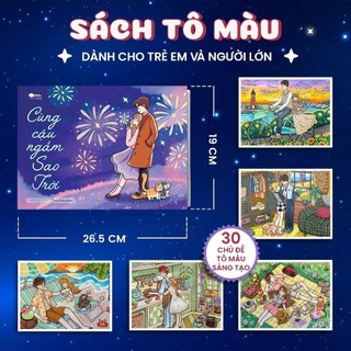 Sách Tô Màu chữa lành Cùng cậu ngăm sao trời, góc nhỏ có nắng, bữa cơm ngon nhất là cơm của mẹ, capybara, babythree