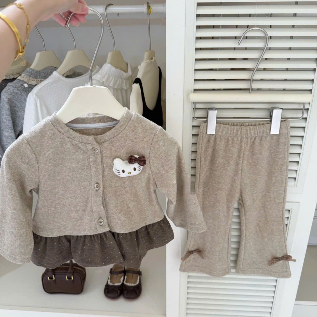 (Bon Kids) TD 259 Set Bộ Kitti Quần Onng Leo Đính Nơ 6-18kg Cho Bé