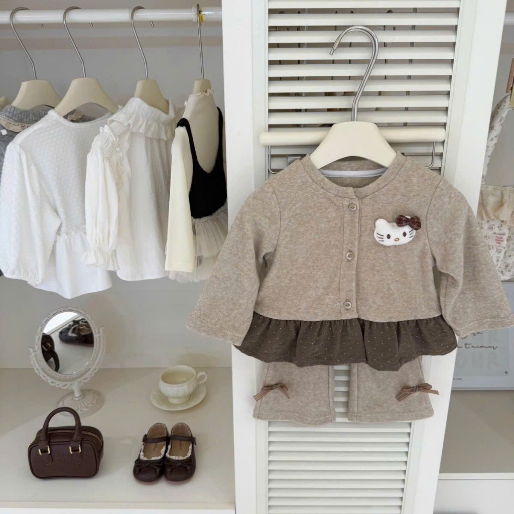 (Bon Kids) TD 259 Set Bộ Kitti Quần Onng Leo Đính Nơ 6-18kg Cho Bé