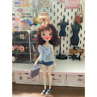 Set áo dây nơ kèm quần jean size blythe,xinyi,ob24