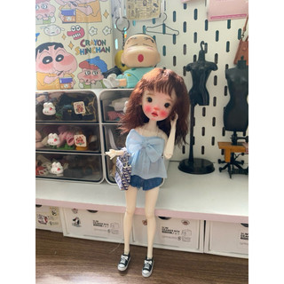 Set áo dây nơ kèm quần jean size blythe,xinyi,ob24