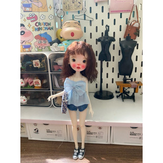 Set áo dây nơ kèm quần jean size blythe,xinyi,ob24