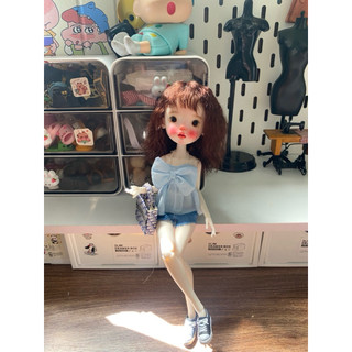 Set áo dây nơ kèm quần jean size blythe,xinyi,ob24