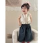 Áo bèo thắt nơ kết hợp quần ống xuông phong cách Hàn Quốc cho bé gái 6-25kg