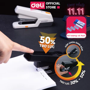 Dập ghim trợ lực kim bấm số 12 học sinh văn phòng Deli 50 trang, giảm 70% lực, không tốn sức, nhỏ gọn, tiện lợi