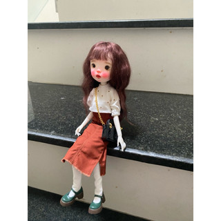 Set áo chám bi váy dáng dài size blythe,xinyi,ob24