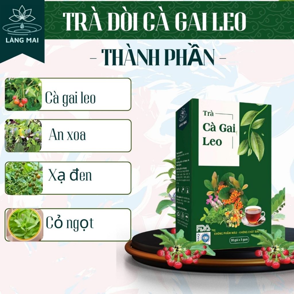 Trà Mát Gan Cà Gai Leo - Làng Mai - 4 vị Mát Gan, Hạ Mỡ Máu, Men Gan Cao, Xơ Gan. Hộp 30 gói